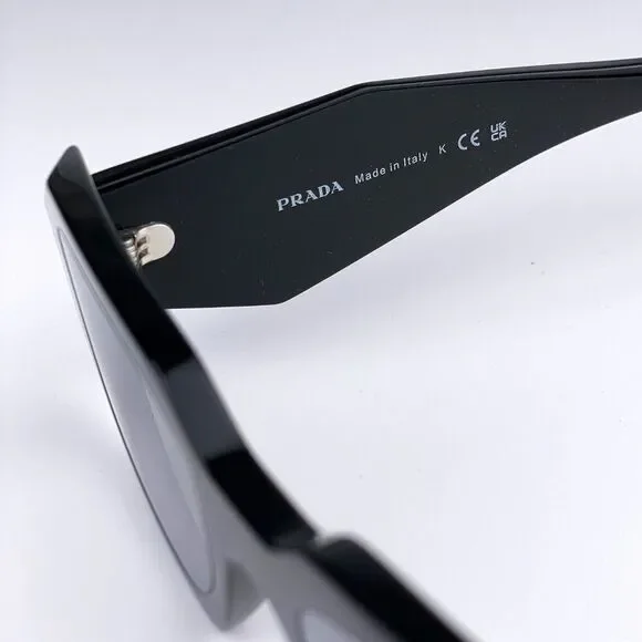 NEW Prada PR17WS 1AB2B0 Black Light Gray Mirrored Silver Square Unisex - Picture 13 of 14